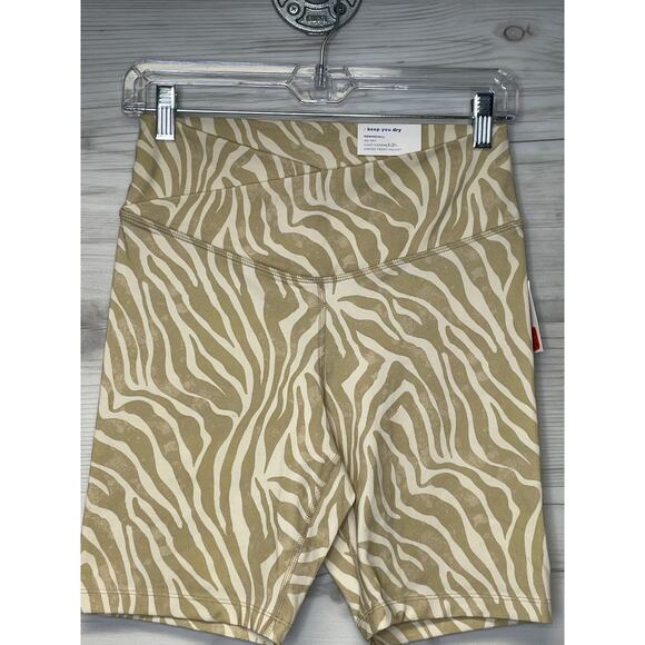 Old Navy Bike Shorts Womens Medium Tan Zebra PowerChill Go-Dry Mid Rise - Picture 2 of 13